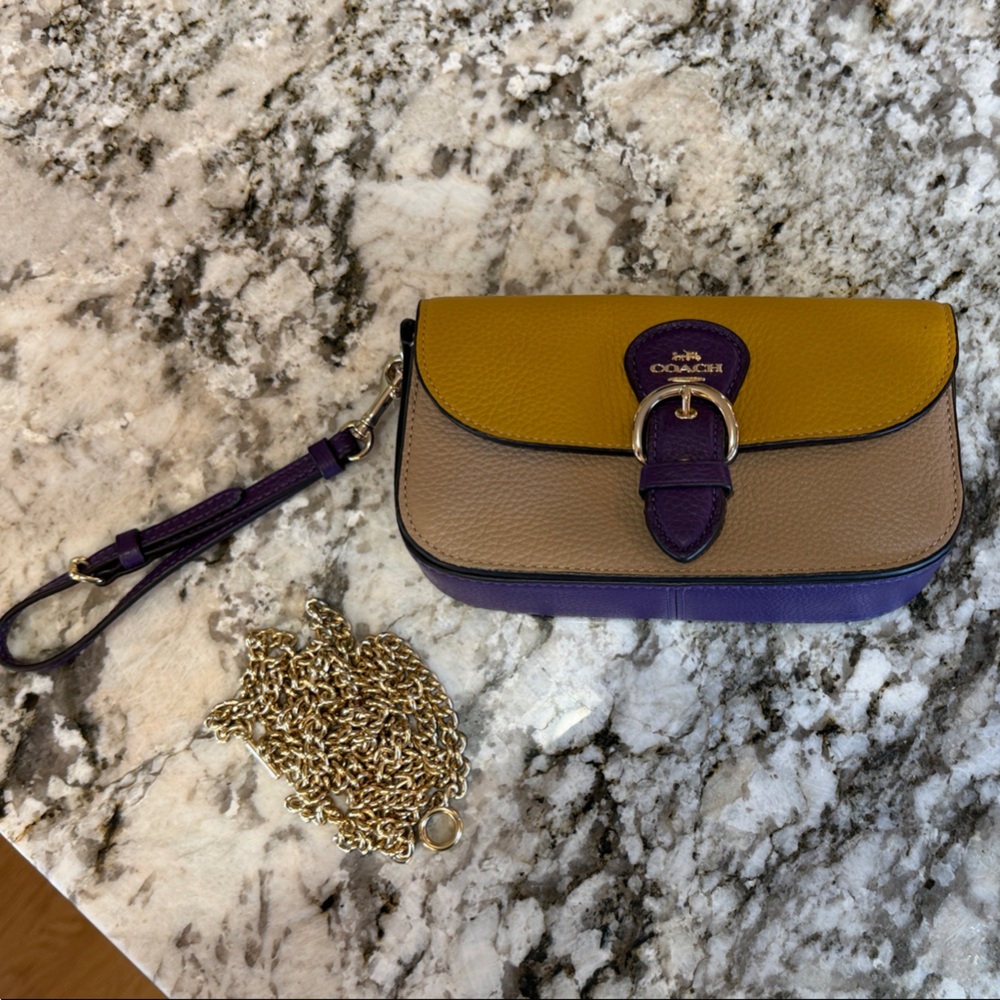 Coach Multicolor Leather Wristlet with Chain